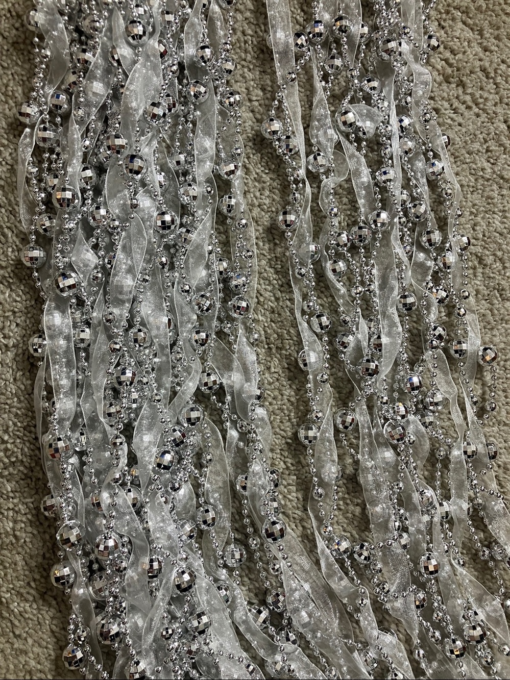 Hobby Lobby Silver Beaded Sheer Ribbon Garland